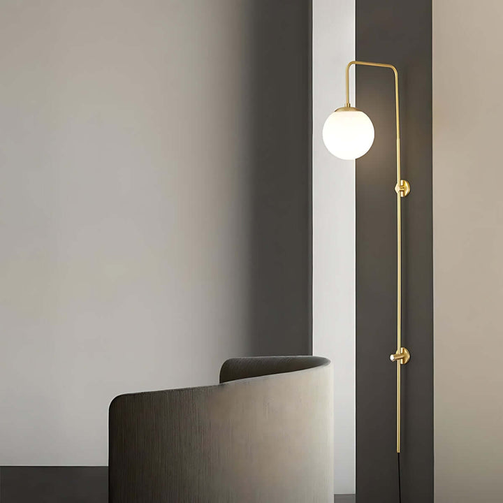 Lunivex Plug In Wall Lamp – Spherical Brass Postmodern Wall Sconce