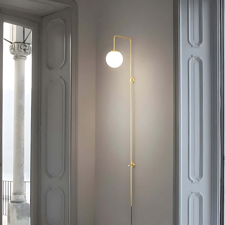 Lunivex Plug In Wall Lamp – Spherical Brass Postmodern Wall Sconce