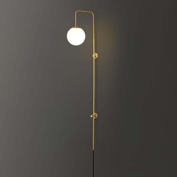 Lunivex Plug In Wall Lamp – Spherical Brass Postmodern Wall Sconce