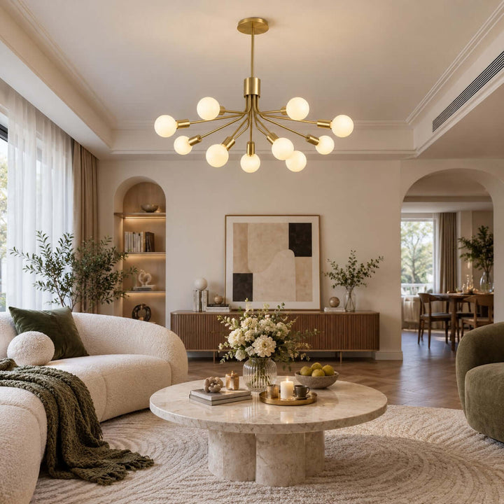 Lurnell Modern Brass Chandelier for Dining Room &amp; Living Room