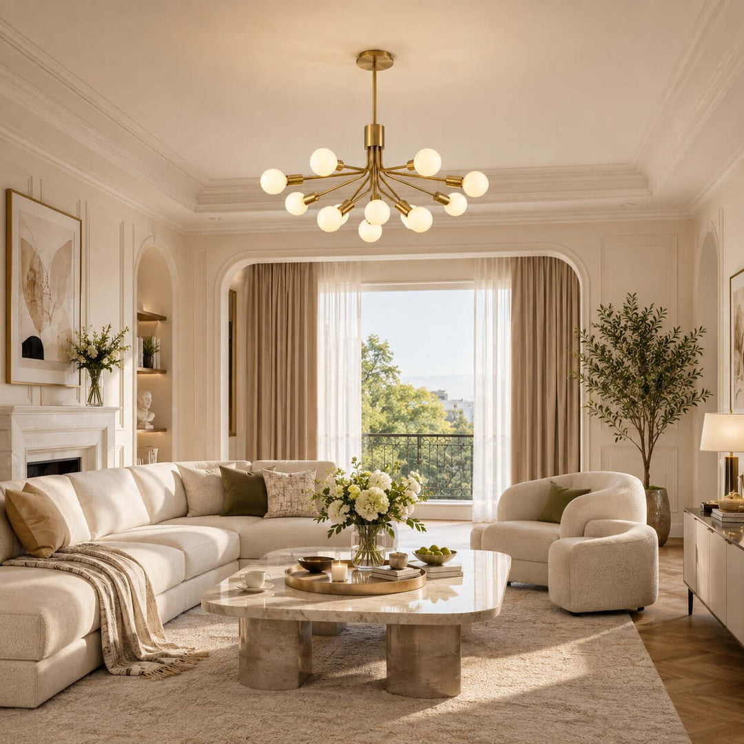 Lurnell Modern Brass Chandelier for Dining Room &amp; Living Room