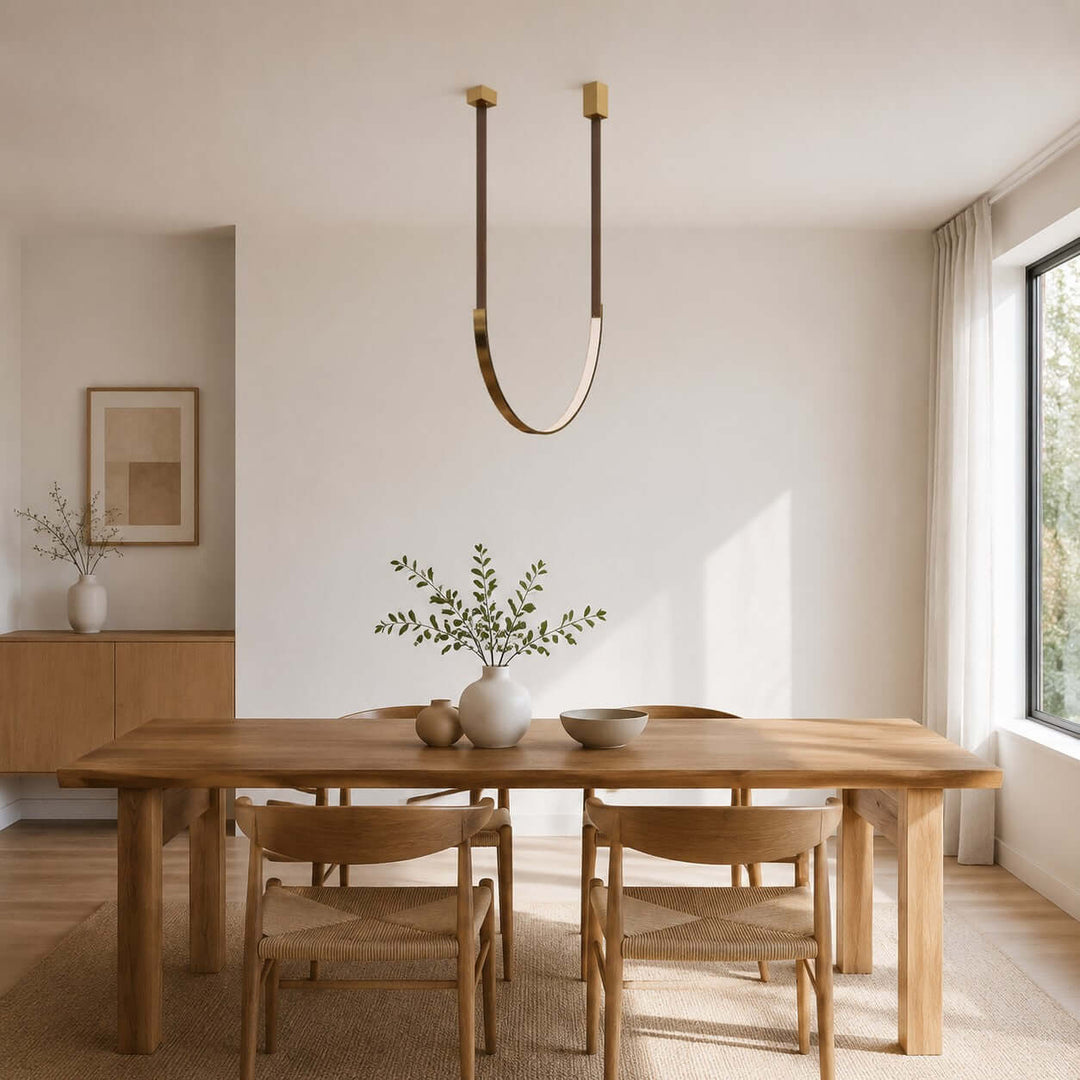 Lusso Pendant Light | U-Shaped Modern Leather Island Light | Vinlighting