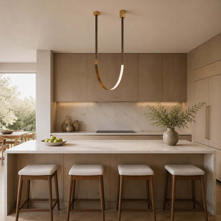 Lusso Pendant Light | U-Shaped Modern Leather Island Light | Vinlighting