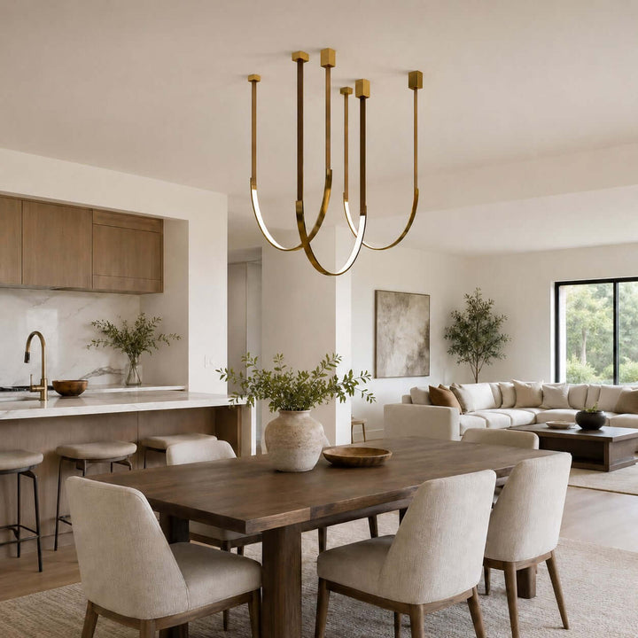 Lusso Pendant Light | U-Shaped Modern Leather Island Light | Vinlighting