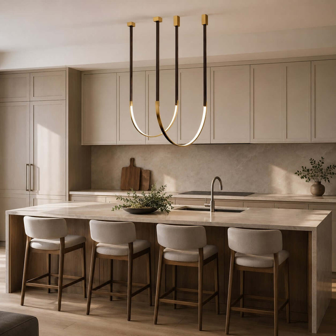Lusso Pendant Light | U-Shaped Modern Leather Island Light | Vinlighting
