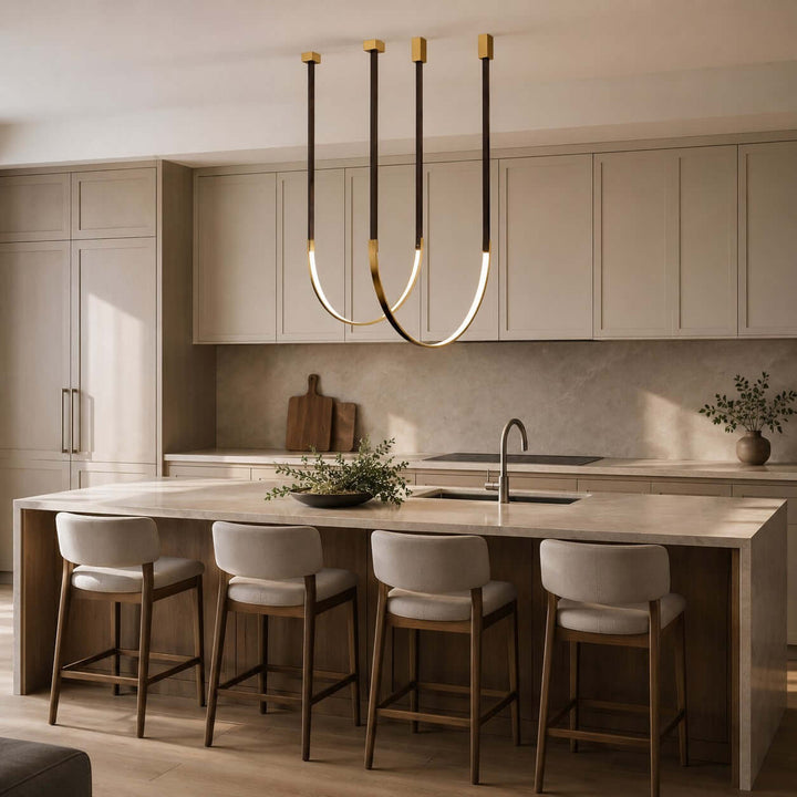 Lusso Pendant Light | U-Shaped Modern Leather Island Light | Vinlighting