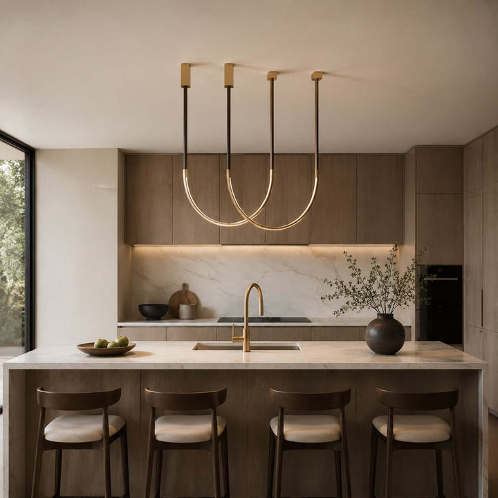 Lusso Pendant Light | U-Shaped Modern Leather Island Light | Vinlighting
