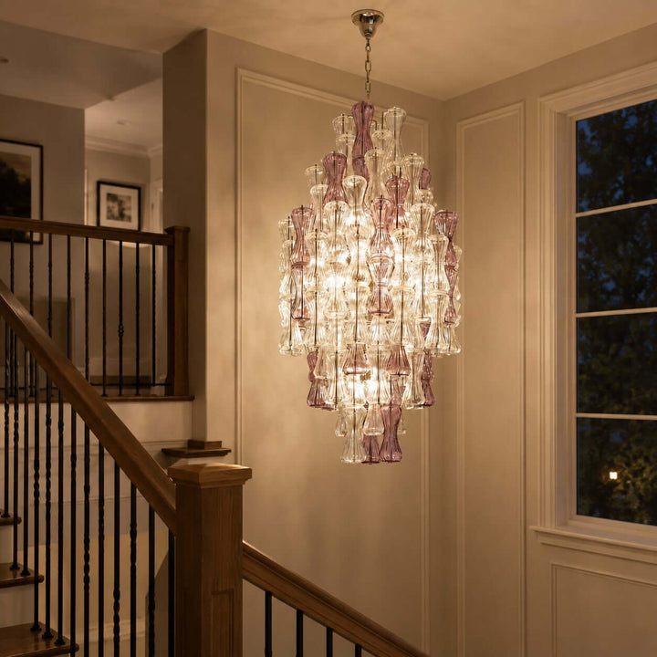 Luvira Chandelier - Glass Chandelier for Foyer and Stairway Entryway