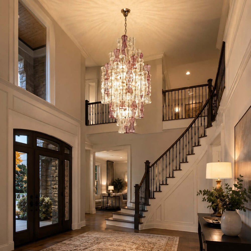 Luvira Chandelier - Glass Chandelier for Foyer and Stairway Entryway