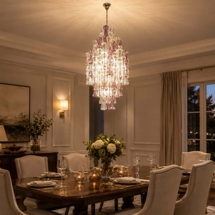Luvira Chandelier - Glass Chandelier for Foyer and Stairway Entryway
