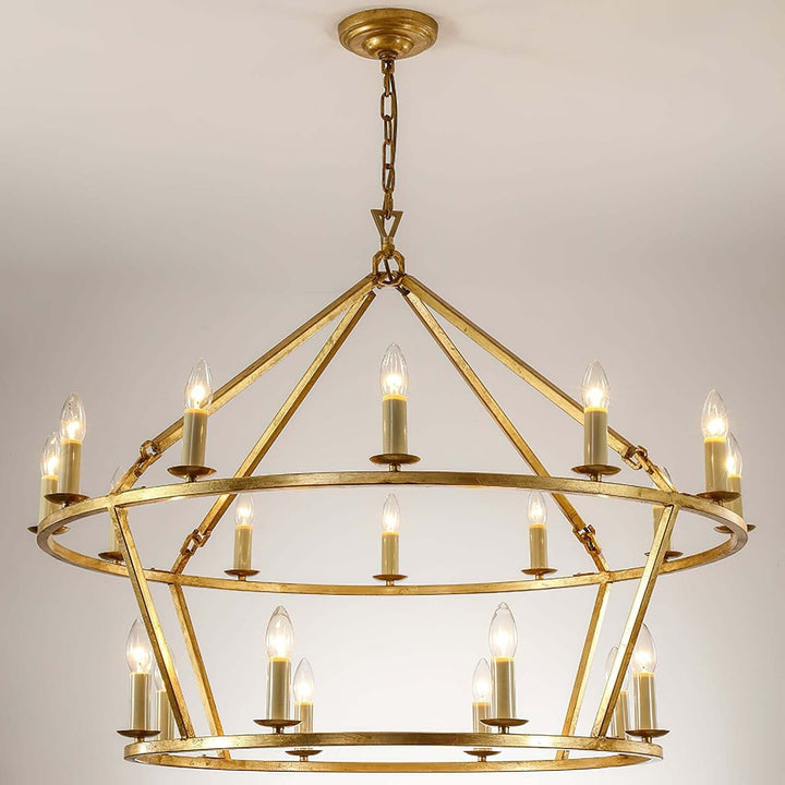 Luvo Serin Chandelier in gold finish with 12 lights, perfect for modern dining room lighting.