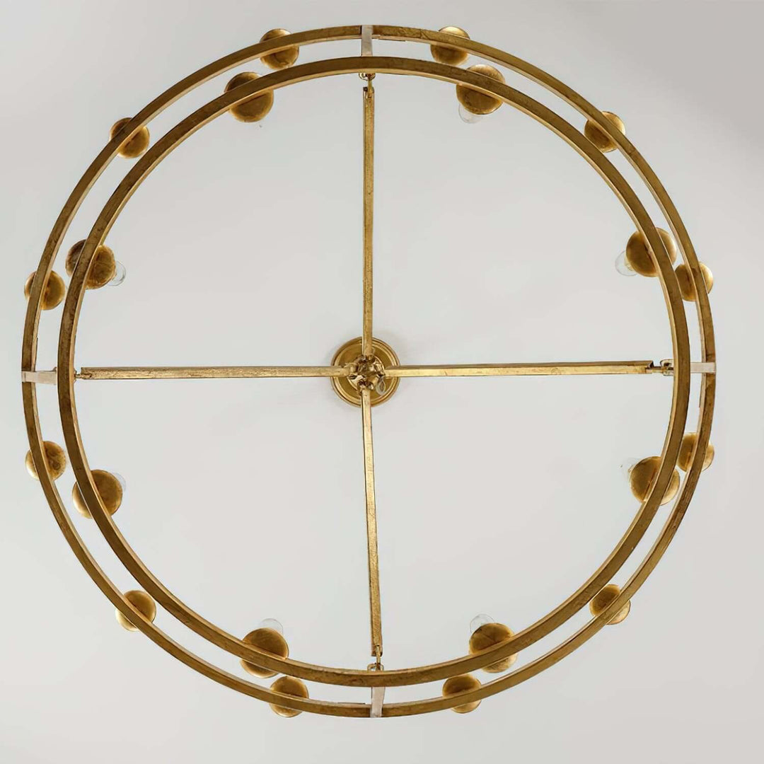 Luvo Serin Chandelier featuring a circular design with gold accents and multiple light sources, suitable for modern dining room decor.