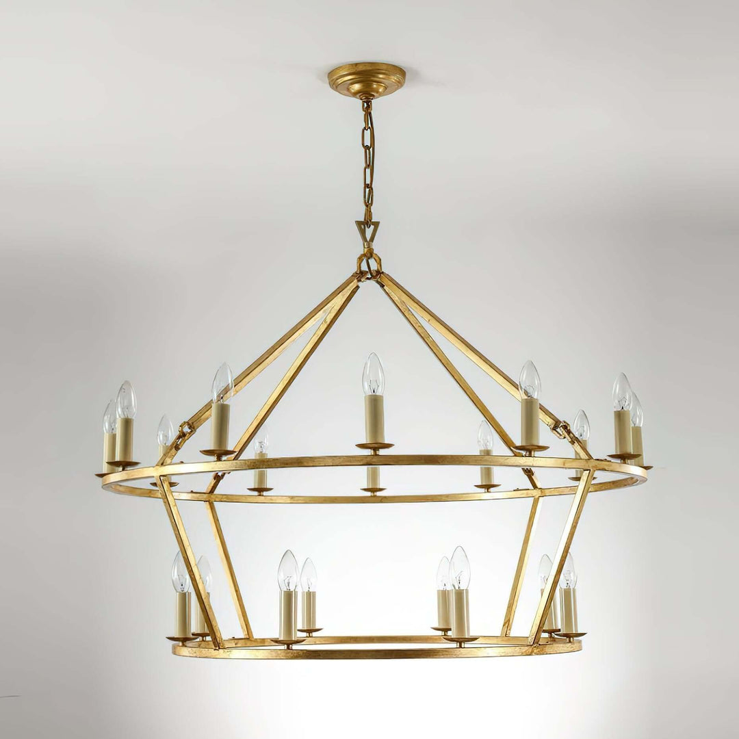 Luvo Serin chandelier in gold with 12 lights for modern dining room, showcasing mid-century design.