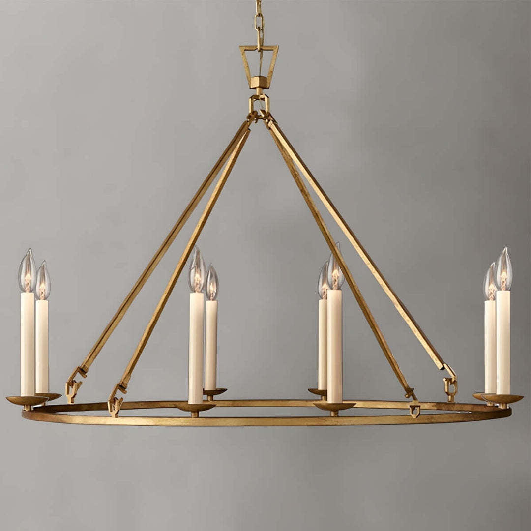Luvo Serin chandelier in gold finish with six candle-style lights, perfect for modern dining room decor.