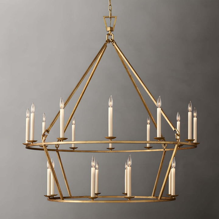 Luvo Serin Chandelier with 12 lights, modern mid-century design for dining rooms, elegant gold finish.