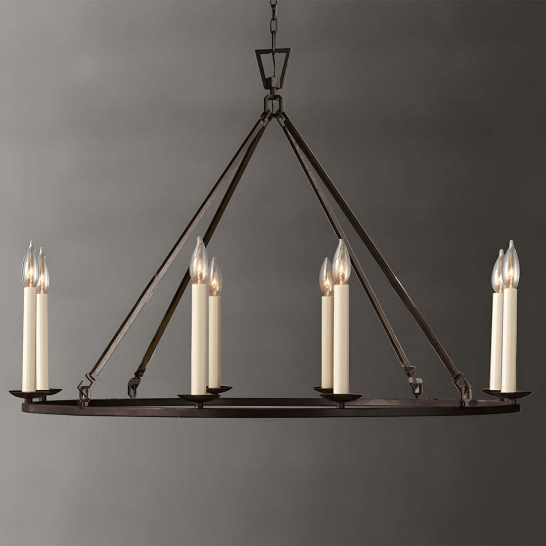 Luvo Serin Chandelier with six candle-style lights, featuring a modern, mid-century design for dining rooms.