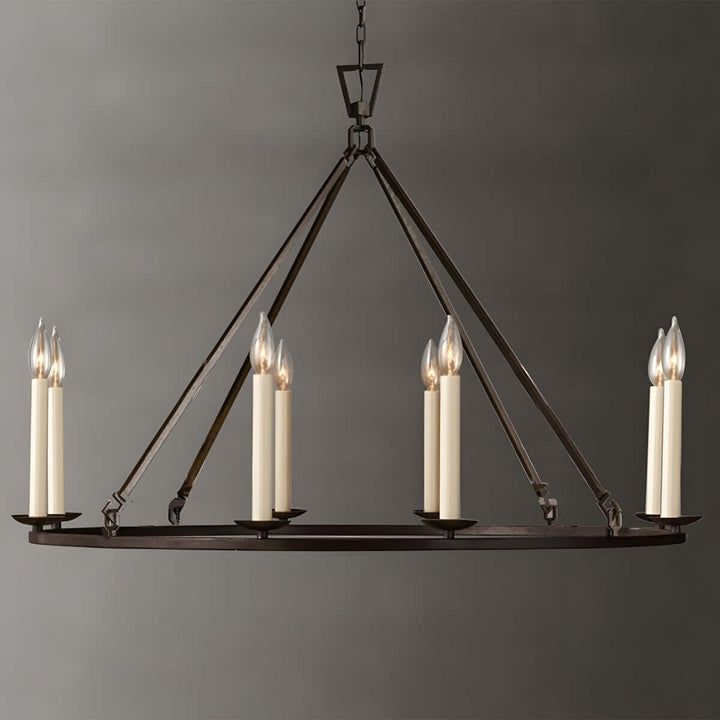 Luvo Serin Chandelier with six candle-style lights, featuring a modern, mid-century design for dining rooms.