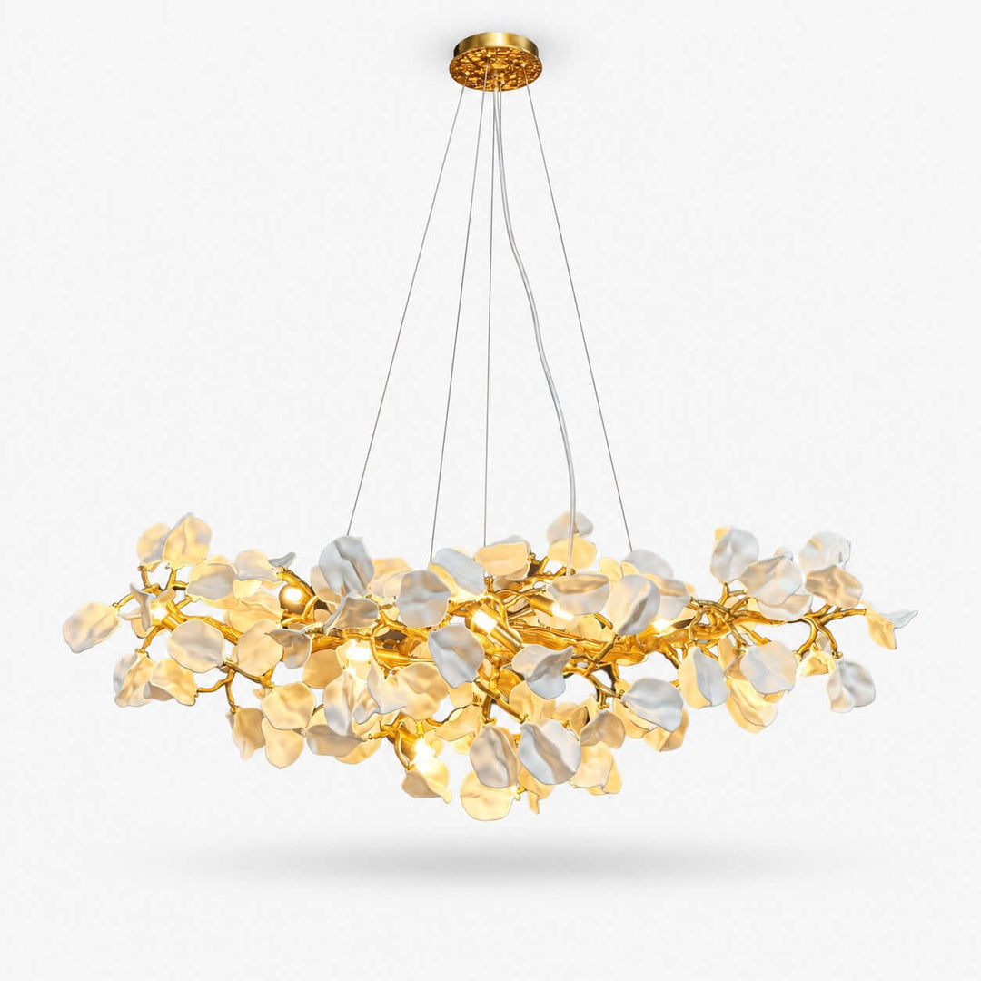 Maevori Ceramic Linear Chandelier with Gold Branch Frame for Dining