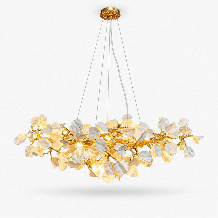 Maevori Ceramic Linear Chandelier with Gold Branch Frame for Dining