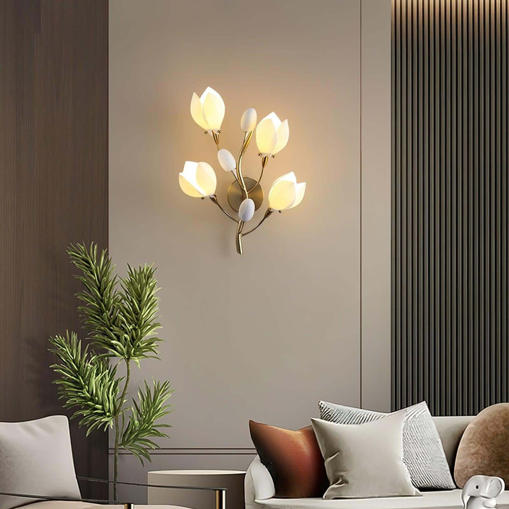 Magnolia Wall Lamp – Cream Creative Ceramic Wall Decor