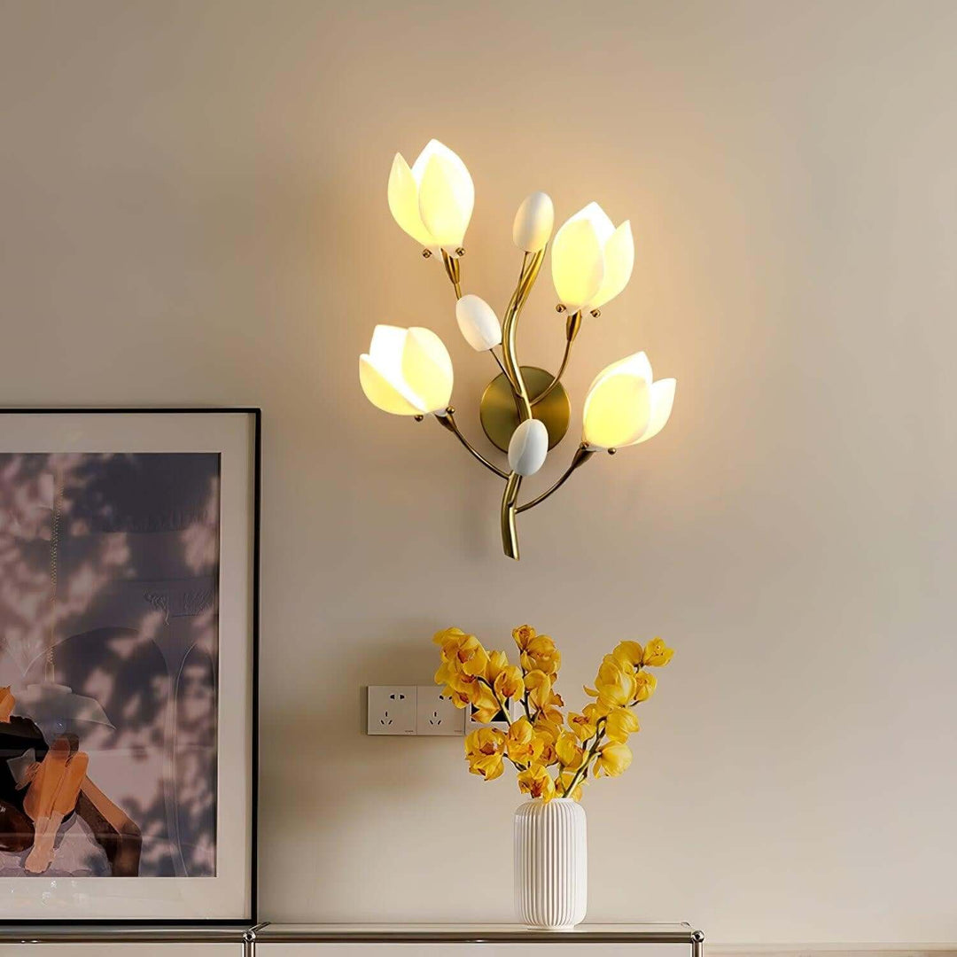 Magnolia Wall Lamp – Cream Creative Ceramic Wall Decor