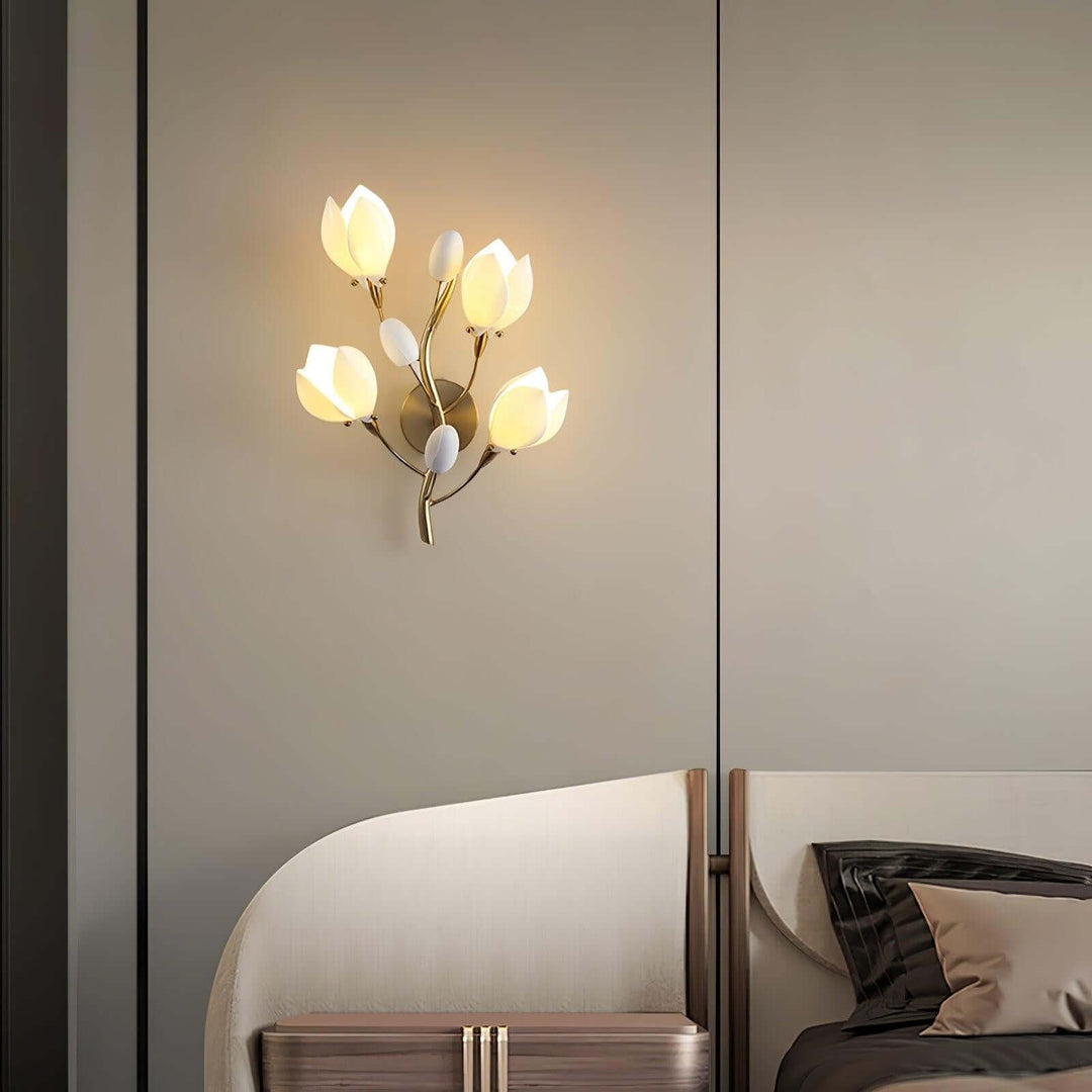 Magnolia Wall Lamp – Cream Creative Ceramic Wall Decor