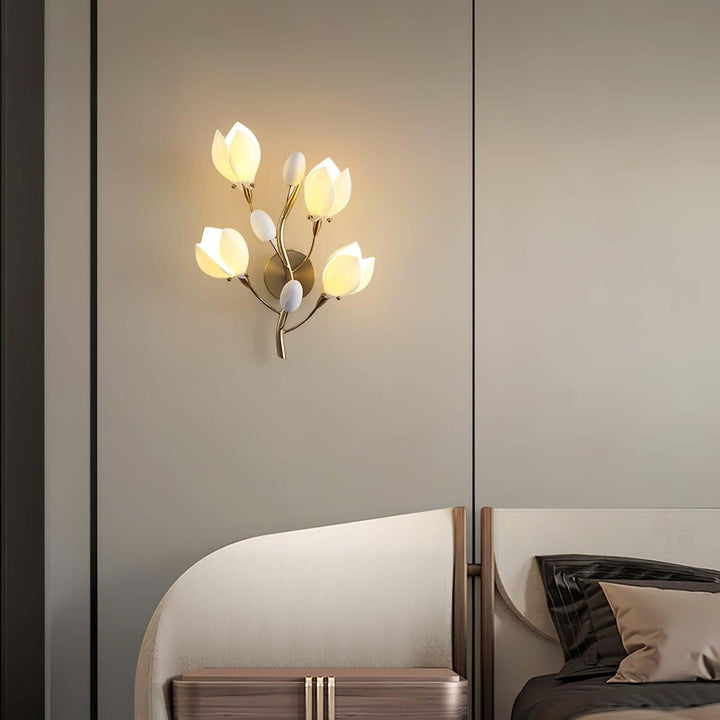 Magnolia Wall Lamp – Cream Creative Ceramic Wall Decor