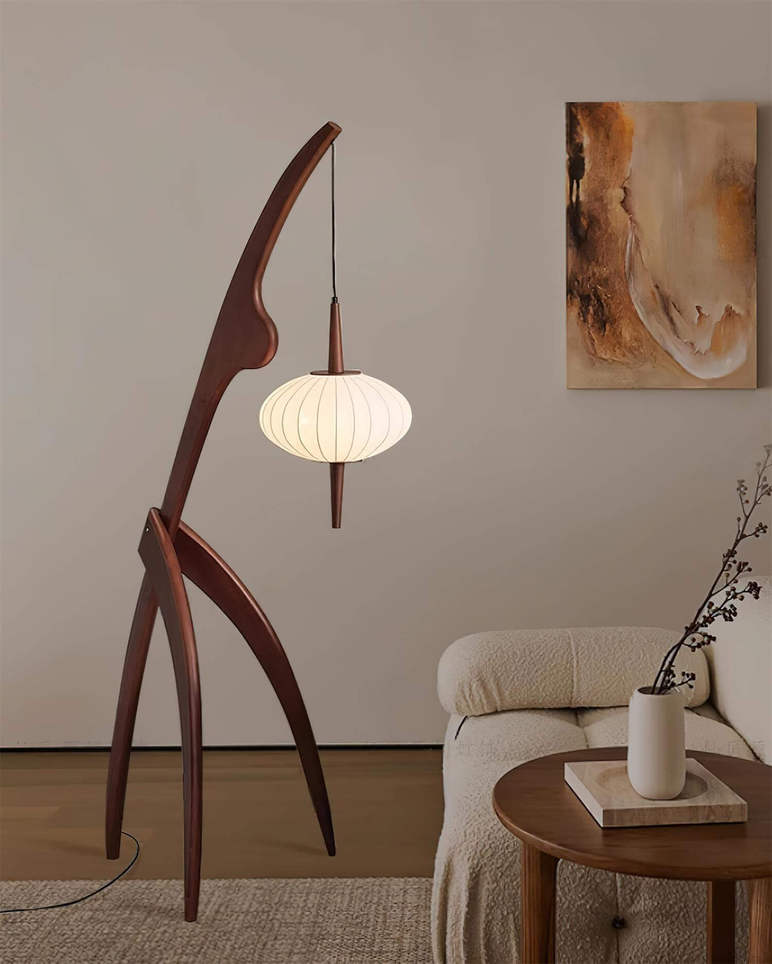 Mante Religieuse Floor Lamp - Vintage Wood Design & Bold Statement