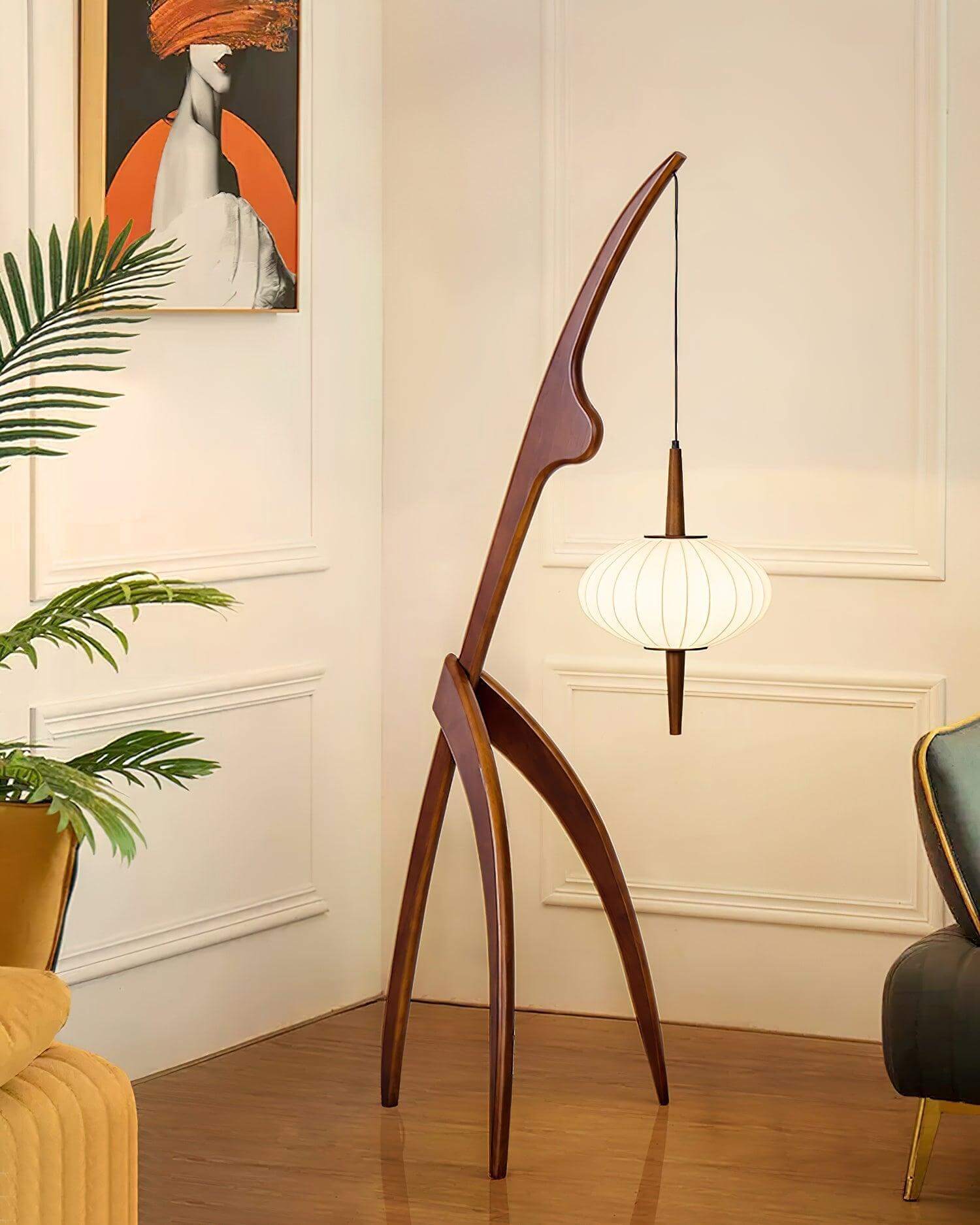 Mante Religieuse Floor Lamp - Vintage Wood Design & Bold Statement