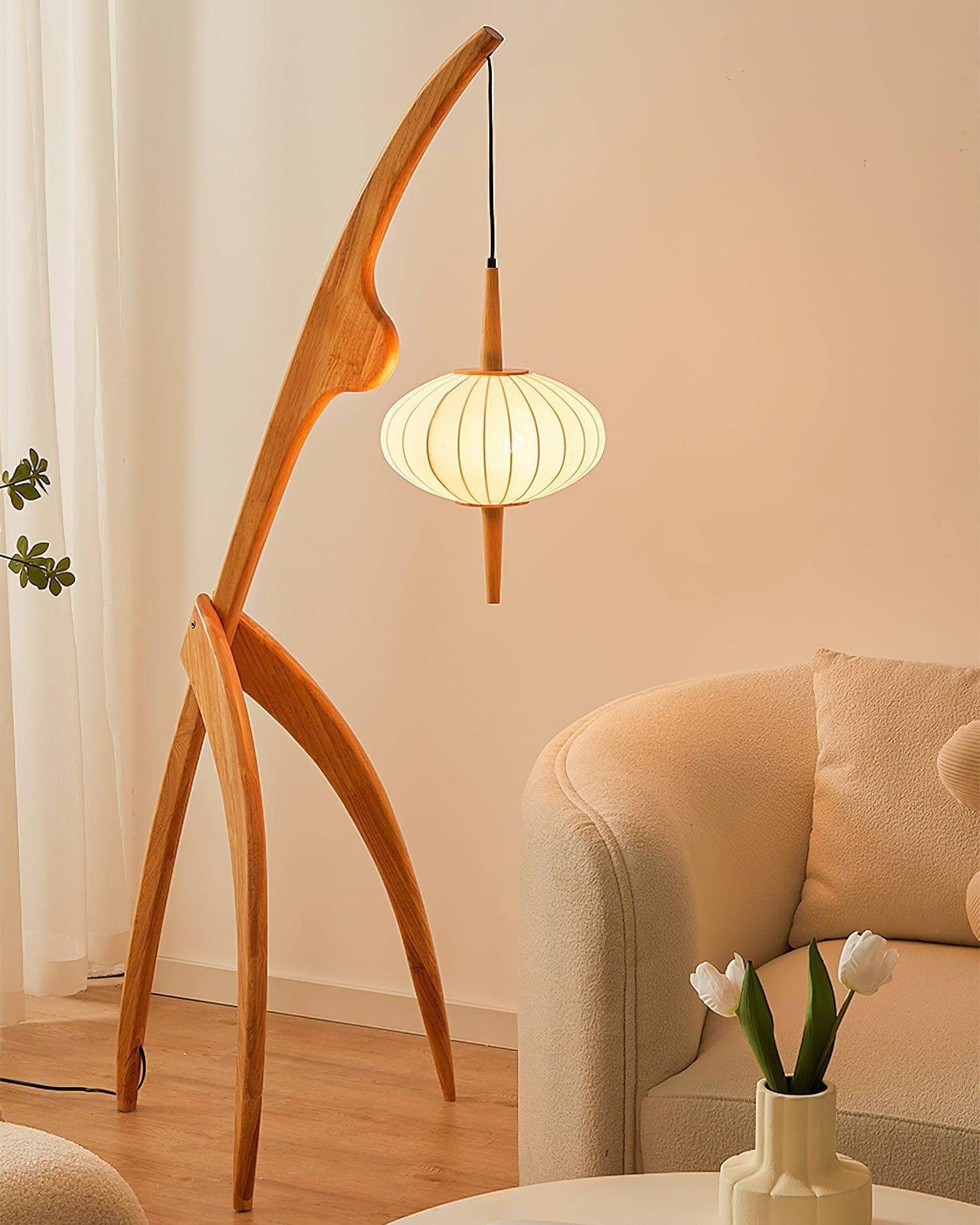 Mante Religieuse Floor Lamp - Vintage Wood Design & Bold Statement