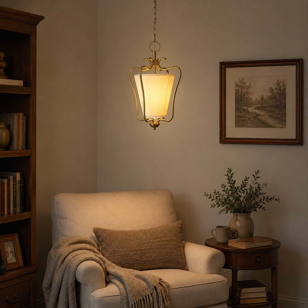 Marcella Pendant Light - Pleated Fabric Vintage Pendant Lamp | Vinlighting