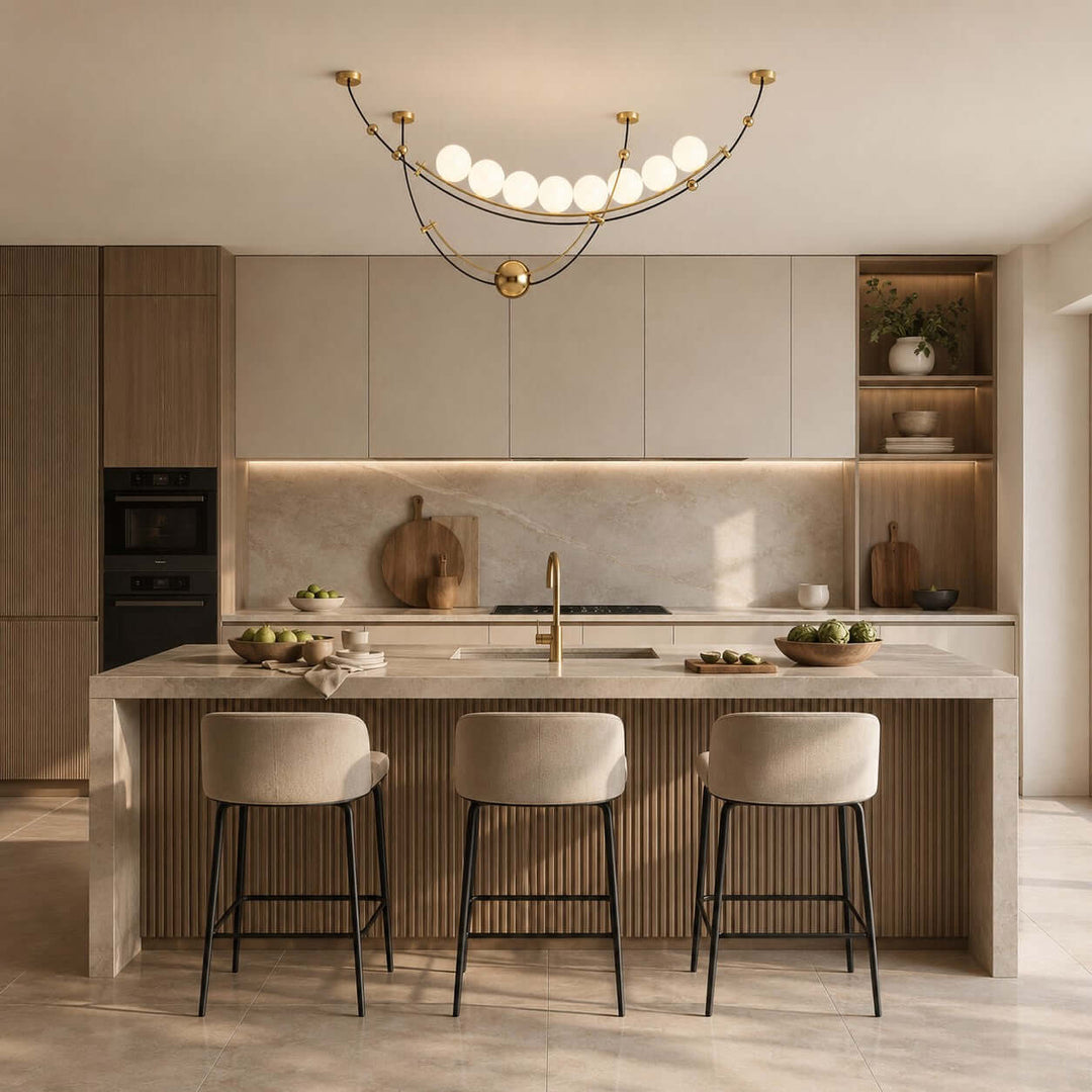 Mardek Linear Dining Chandelier with Soft Acrylic Globe Lighting