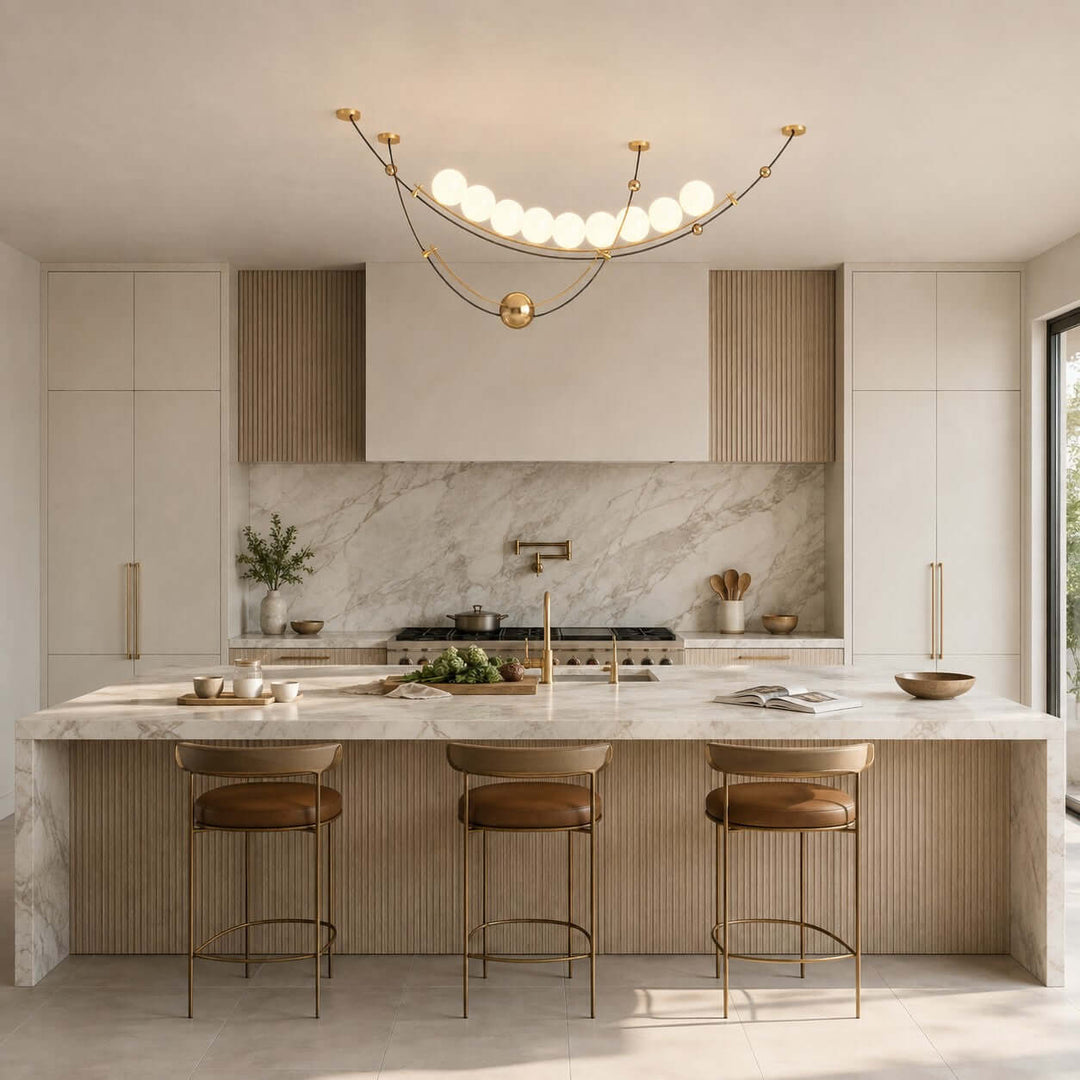 Mardek Linear Dining Chandelier with Soft Acrylic Globe Lighting
