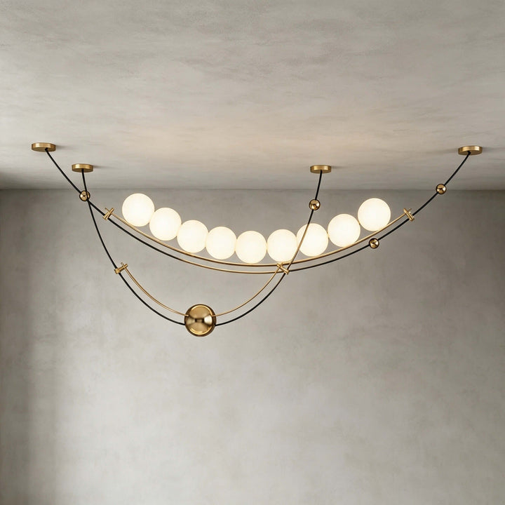 Mardek Linear Dining Chandelier with Soft Acrylic Globe Lighting