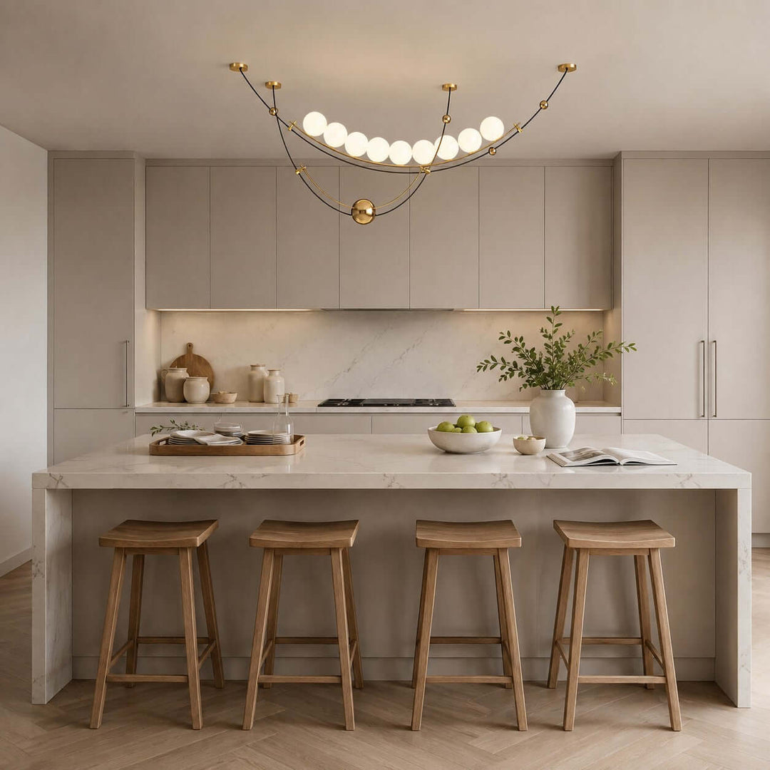 Mardek Linear Dining Chandelier with Soft Acrylic Globe Lighting