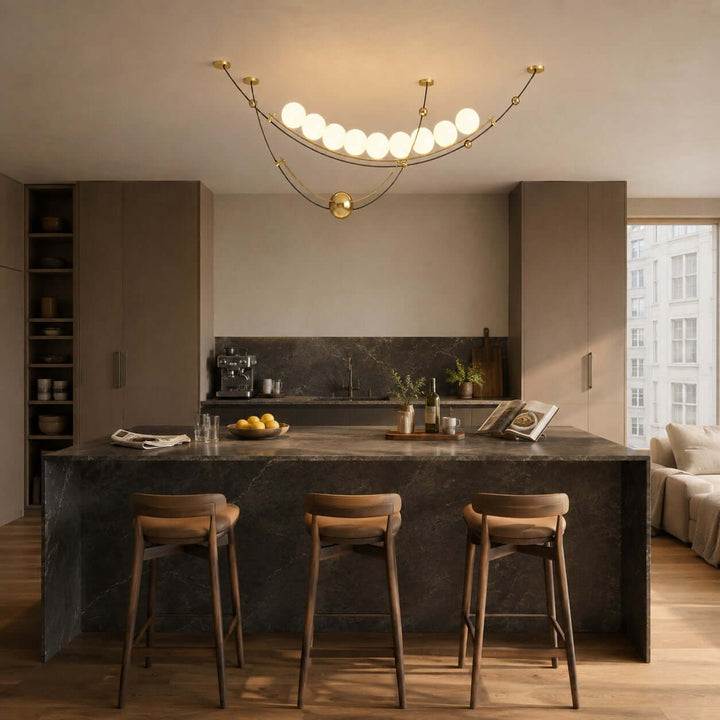Mardek Linear Dining Chandelier with Soft Acrylic Globe Lighting