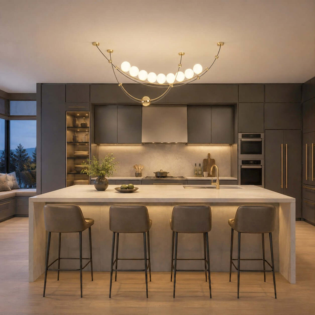 Mardek Linear Dining Chandelier with Soft Acrylic Globe Lighting