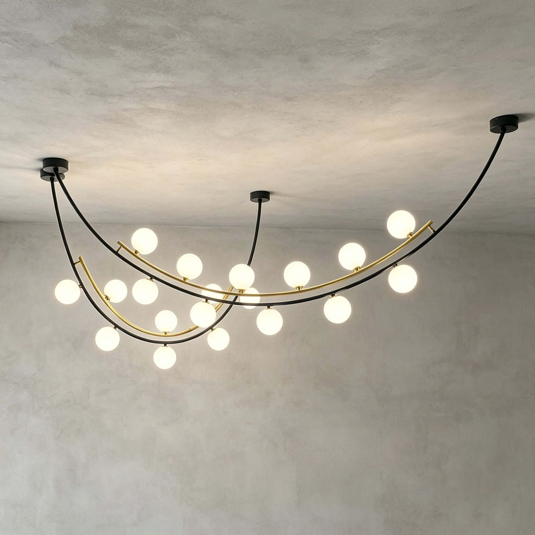 Marella Modern Curved Glass Linear Chandelier for Kitchen Island