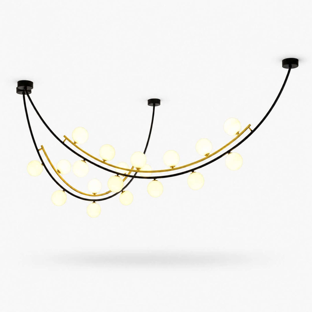 Marella Modern Curved Glass Linear Chandelier for Kitchen Island