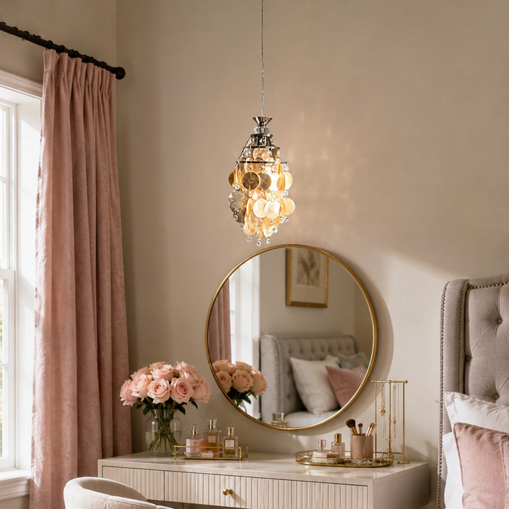 Marielle Shell Pendant Light for Cream French Bedroom Decor Style | Vinlighting