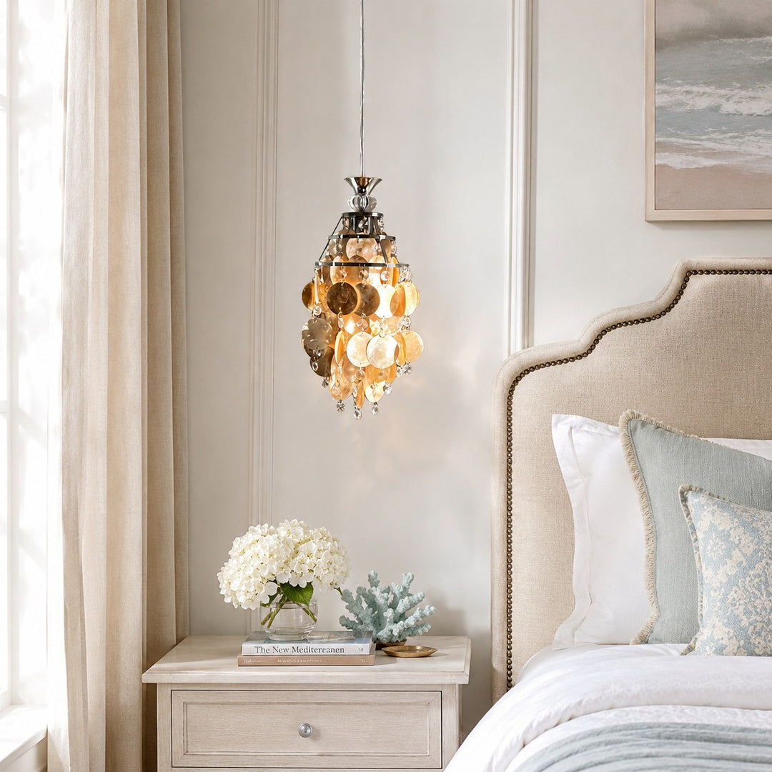 Marielle Shell Pendant Light for Cream French Bedroom Decor Style | Vinlighting