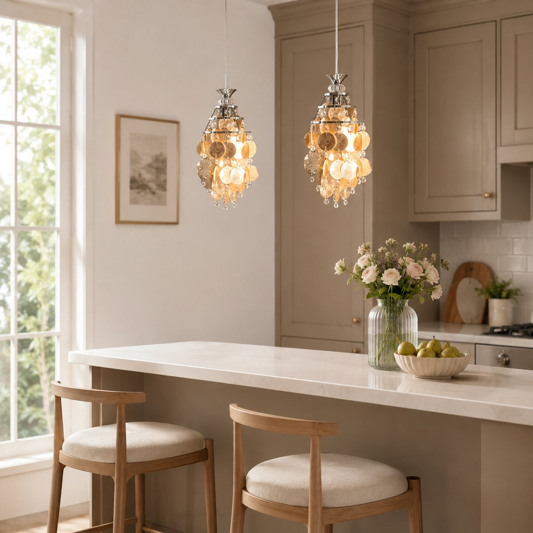 Marielle Shell Pendant Light for Cream French Bedroom Decor Style | Vinlighting