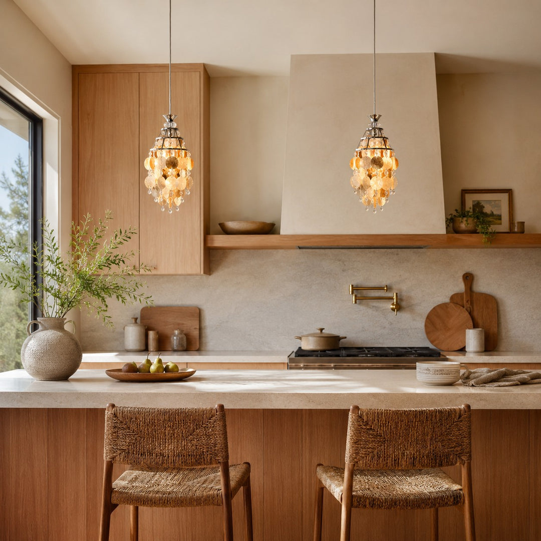 Marielle Shell Pendant Light for Cream French Bedroom Decor Style | Vinlighting