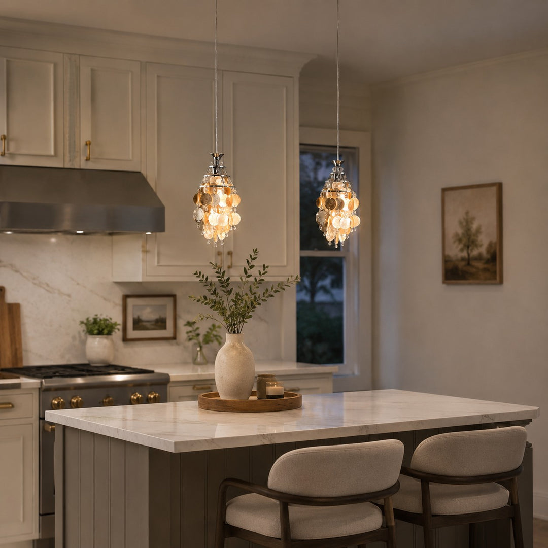Marielle Shell Pendant Light for Cream French Bedroom Decor Style | Vinlighting