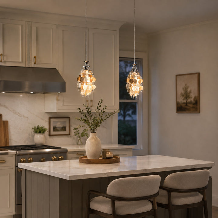 Marielle Shell Pendant Light for Cream French Bedroom Decor Style | Vinlighting