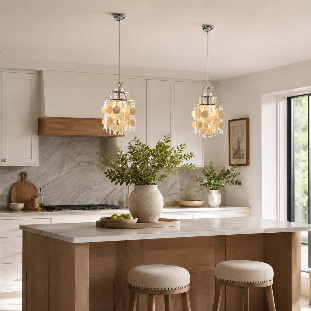 Marielle Shell Pendant Light for Cream French Bedroom Decor Style | Vinlighting
