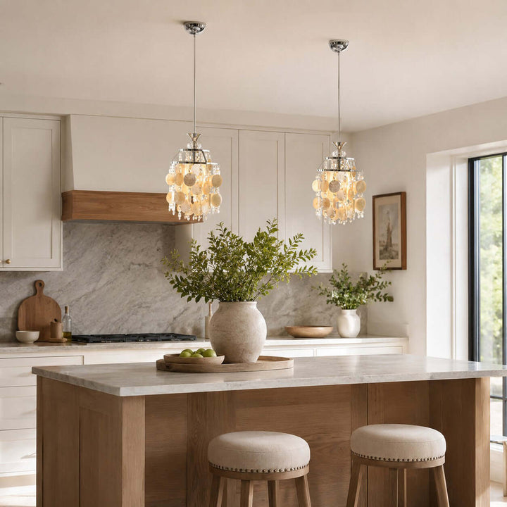 Marielle Shell Pendant Light for Cream French Bedroom Decor Style | Vinlighting
