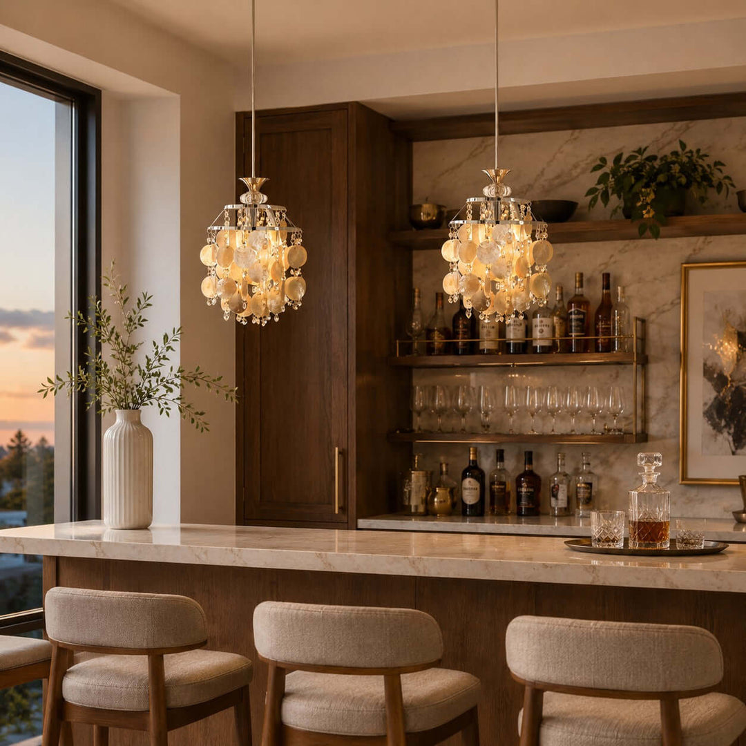 Marielle Shell Pendant Light for Cream French Bedroom Decor Style | Vinlighting