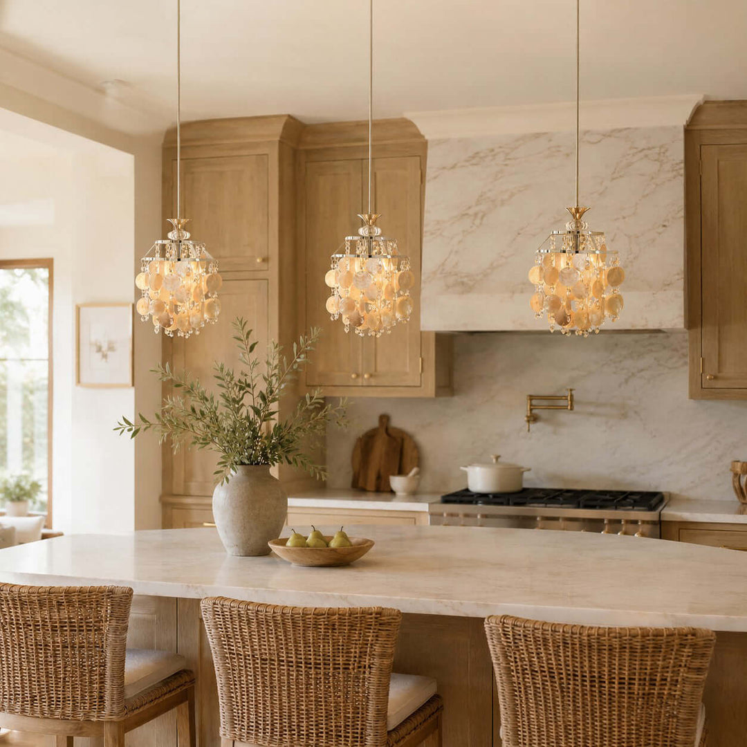 Marielle Shell Pendant Light for Cream French Bedroom Decor Style | Vinlighting