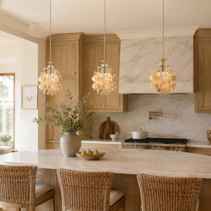Marielle Shell Pendant Light for Cream French Bedroom Decor Style | Vinlighting